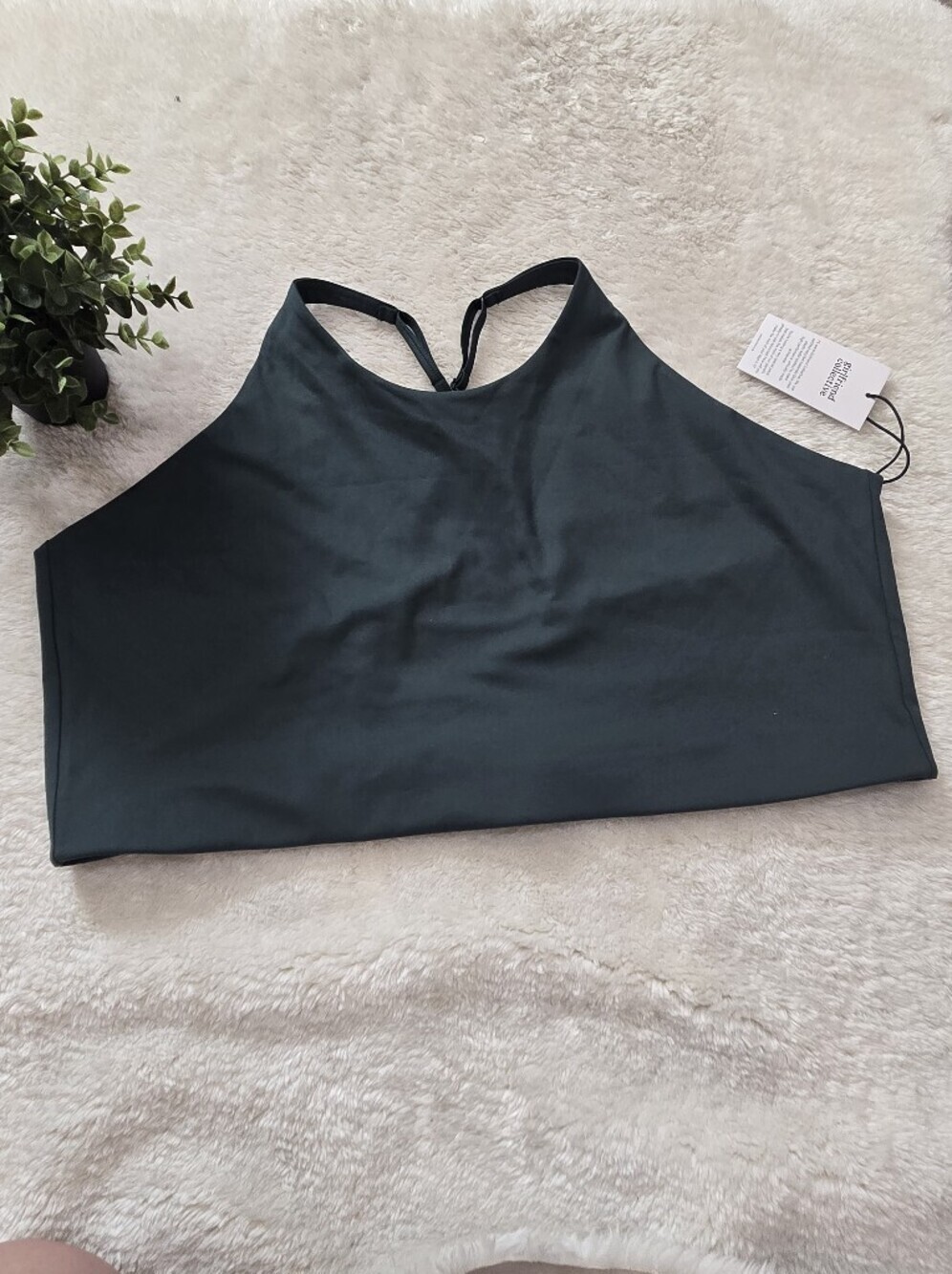 Girlfriend Collective Green Topanga Halter Activewear Sports Bra, 6XL